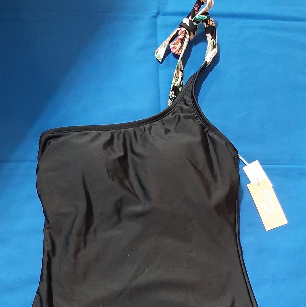 Kona Sol One Piece Swim Suit with Floral Shoulder Strap Size 4/6 Small
